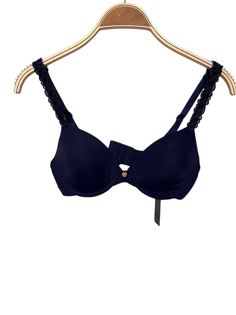 New Natori Navy Lace-Trim Underwire Bra